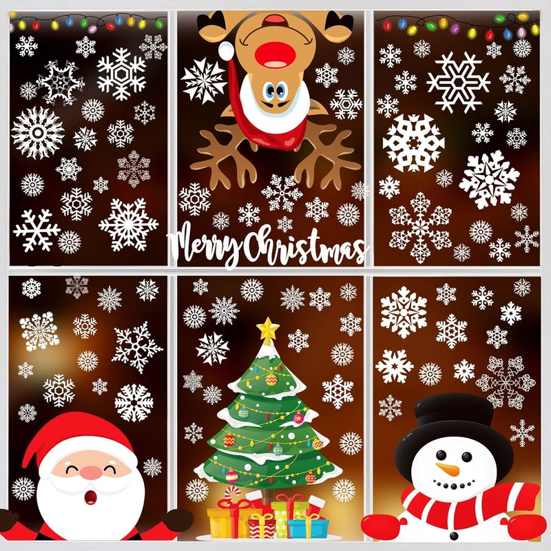 Joy Bang Christmas Decorations, Christmas Window Clings Stickers Decorations Xmas Snowflake Window Clings Decals Decor Indoor for Home Office Classroom Party Supplies - Image 1